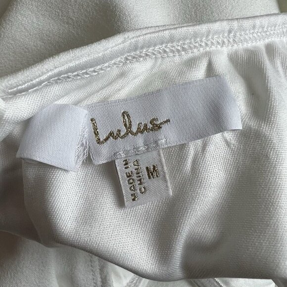 LULUS Extravagant Love White Backless Long Sleeve Ruched Maxi Dress Size Medium - Picture 7 of 10